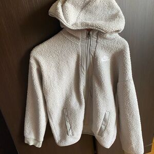 Nike light grey fleece unisex Sherpa Jacket size Big kids L 14-16